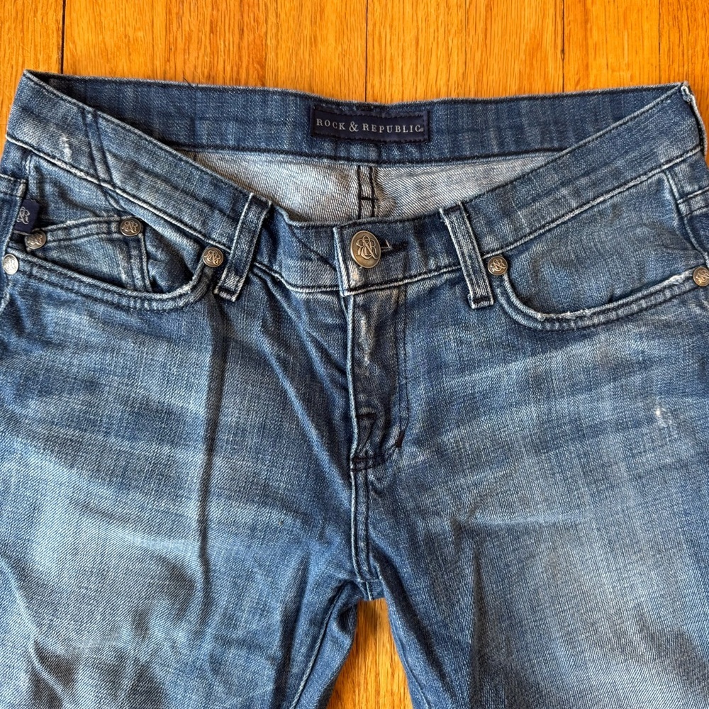 Rock & Republic Y2K Low Rise Flare Premium Denim Size 28 - Picture 2 of 6